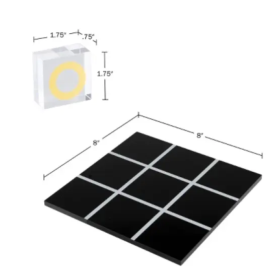 Trademark Games Acrylic Tic Tac Toe Game &ndash; Fun Strategy Game, Tabletop Decoration and Functional Desk D&eacute;cor - Black, Clear and Gold image {1}