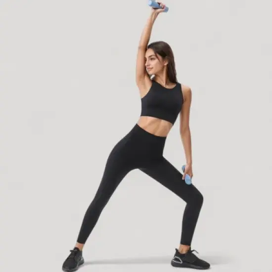 Anna-Kaci Active Women's High Neck Longline Sports Bra with Wide Straps and Keyhole Back for Stylish Medium Support image {2}