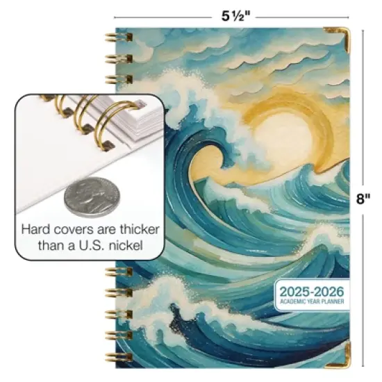 Global Printed Products Hardcover AY 2025-2026 Fashion Planner - 5.5"x8" (Ocean Waves) image {5}