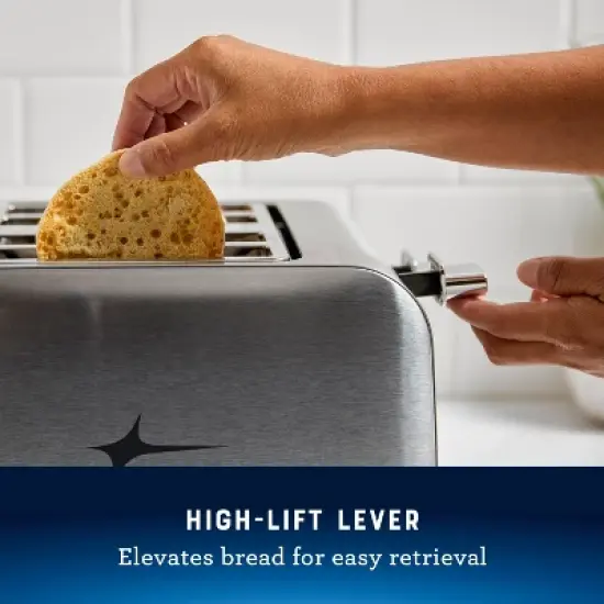 Oster 4-Slice Toaster Stainless Steel With Extra-Wide Slots: Bagel & Reheat Functions, 1560W, Spot Clean, Silver image {3}