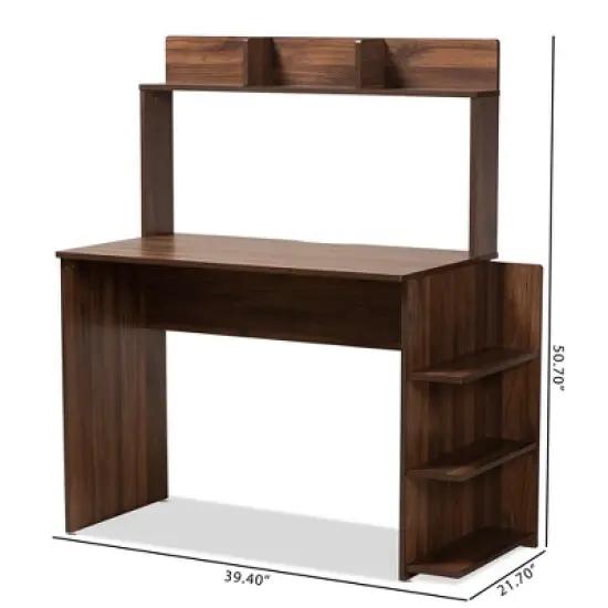 Garnet Wood Desk with Shelves Walnut/Brown - Baxton Studio image {7}