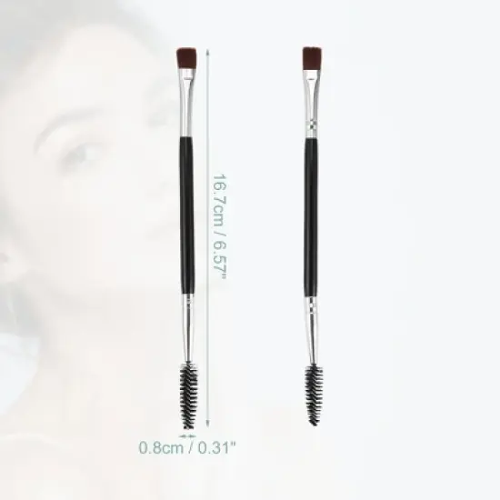 Unique Bargains Double-ended Eyebrow Makeup Brushes and Sets Black 2 Pcs image {5}