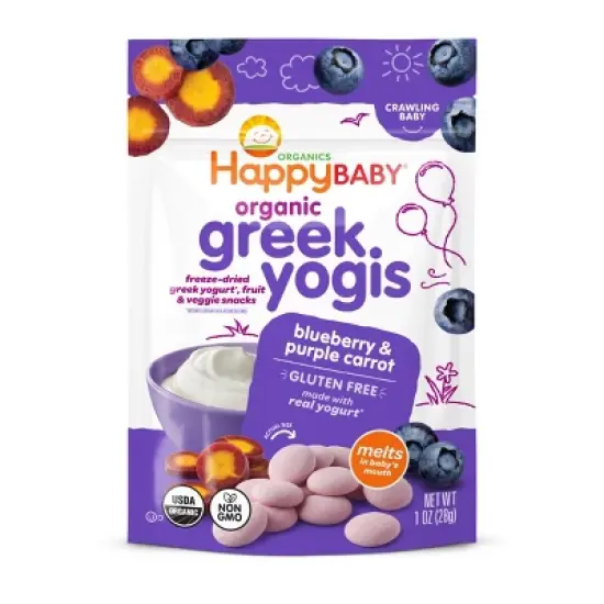 HappyBaby Organic Greek Yogis Blueberry & Purple Carrot Baby Snacks -1oz image {10}