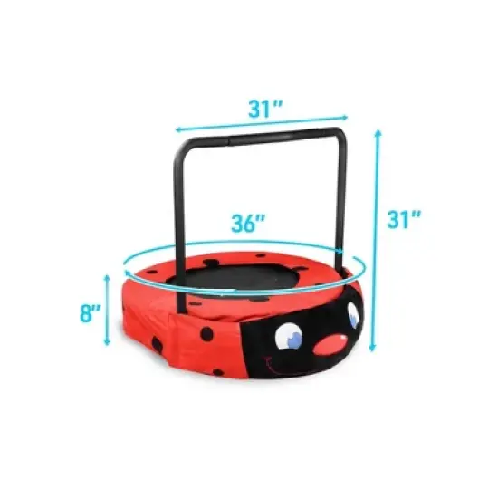 Hachikiko Black & Red Ladybug Foldable Kids Trampoline - Indoor/Outdoor Bouncer for Ages 3-7, Safe Iron Frame image {6}