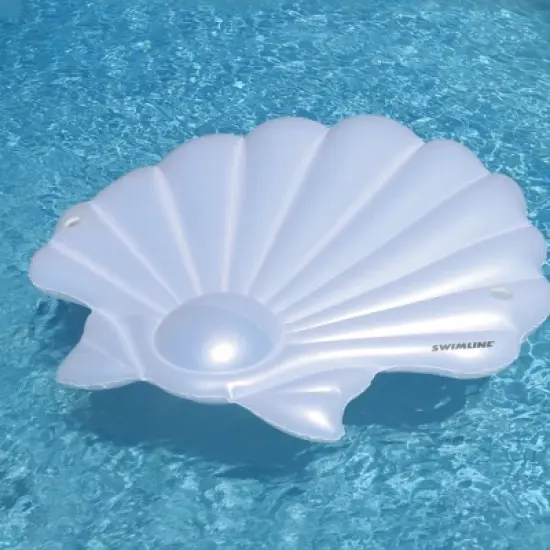 Swimline 82" Water Sports Inflatable Seashell Island Swimming Pool Raft Lounger - White image {4}