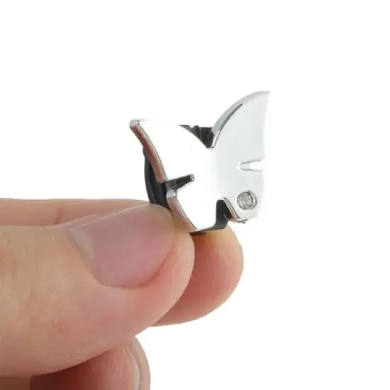 Unique Bargains Single Rhinestone Butterfly Shoelace Charms Silver Tone 1 Pair image {2}