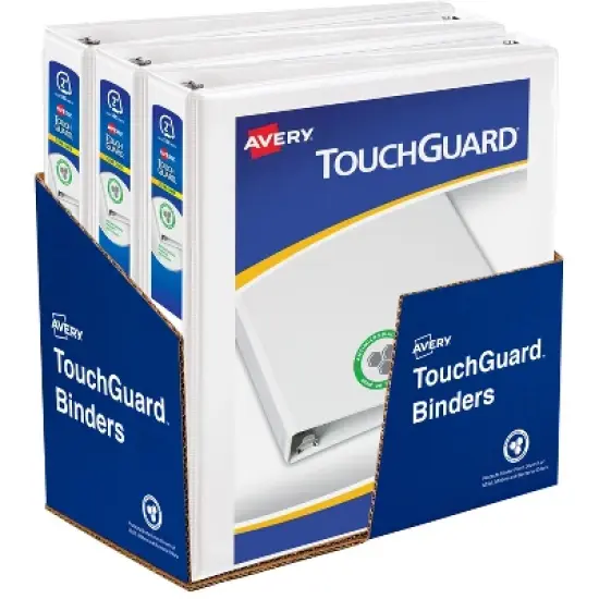 Avery TouchGuard Protection View 3 Ring Binder, Clear View Cover, 2 Inch Slant Rings, 1 White Binder (17194) image {7}