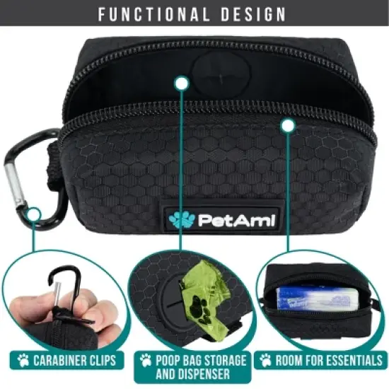 PetAmi Dog Waste Bag Holder for Leash, Waste Dispenser Puppy Walking Travel Camping, Zipper Pouch Pet Supplies Must Have image {2}