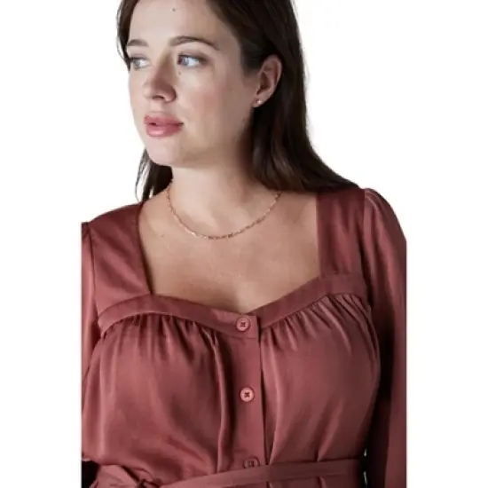 Ingrid & Isabel Maternity Belted Button Front Blouse image {3}