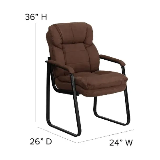 Emma and Oliver Executive Side Reception Chair with Lumbar Support and Sled Base image {6}