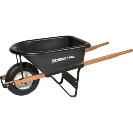 Scenic Trail Single Wheel Wheelbarrow, 5 Cubic Feet Capacity, Black image {3}