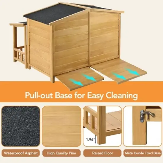 Wooden Dog House, Dog Crate For large dog breeds, Cabin Style Raised Dog Shelter with Asphalt Roof image {5}