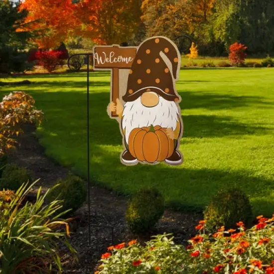 Fall Gnome Burlap Garden Flag Autumn Welcome Pumpkin 18" x 12.5" Briarwood Lane image {3}