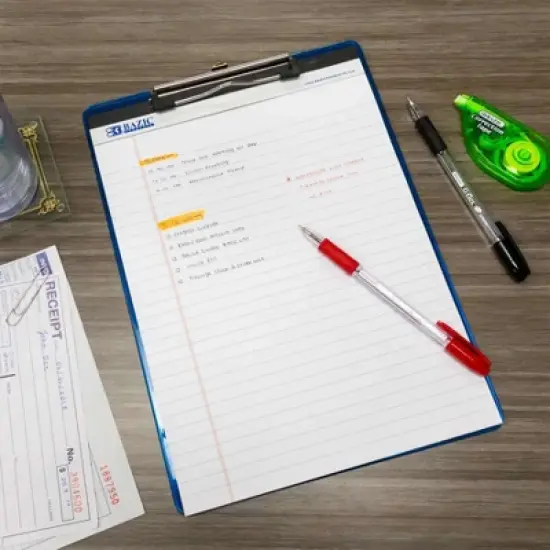 BAZIC Products&reg; Perforated Writing Pads, 8.5" x 11.75", White, 50 Sheets, Pack of 12 image {1}