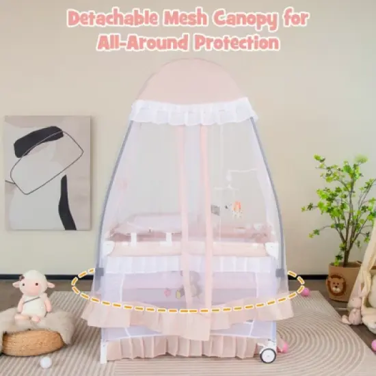 Infans Portable Baby Playpen Crib Cradle Bassinet Changing Pad Mosquito Net Toys w Bag image {2}