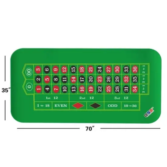 GSE 70" x 35" Casino Roulette Tabletop Layout Mat with Carrying Bag, Non-Slip Rubber Layout Mat image {1}