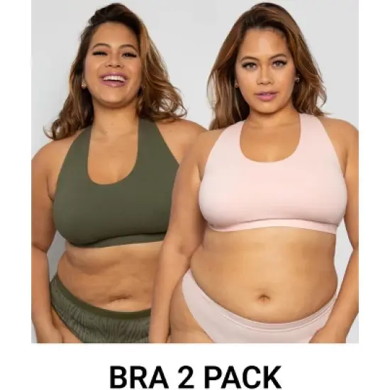 Curvy Couture Women's Cotton Comfort Bralette 2-Pack image {9}
