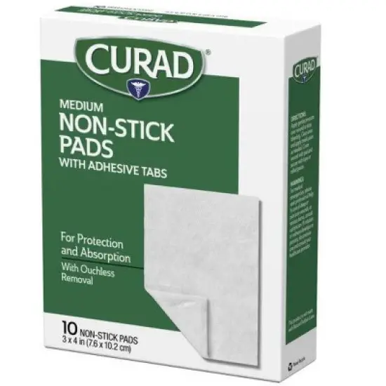 Curad Non-Stick Pads With Adhesive Tabs 3 x 4, 10 Count image {2}