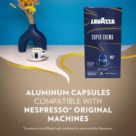 Lavazza Super Crema Aluminum Capsules Compatible with Nespresso* Original Machines, Medium Roast, Arabica and Robusta Blend (60 Capsules) image {5}