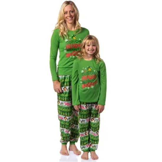 Elf The Movie Womens' and Girl's Film Cotton-Headed Ninny-Muggins Jogger Pajama Set Green image {6}