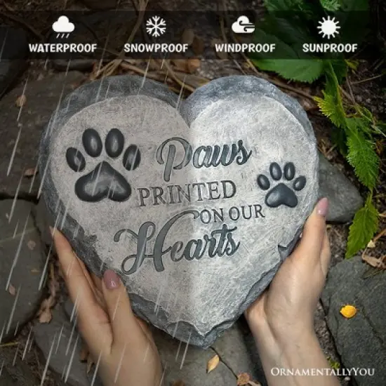 Paws Printed on our Hearts Memorial Stepping Stone for Pet, 9.5" Dog Funeral and Pet Cemetery Decor| OrnamentallyYou image {3}