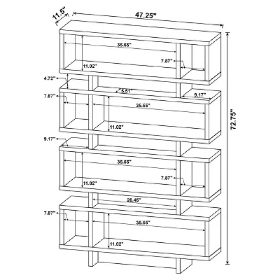 Reid 4 Shelf Bookcase - Coaster image {10}