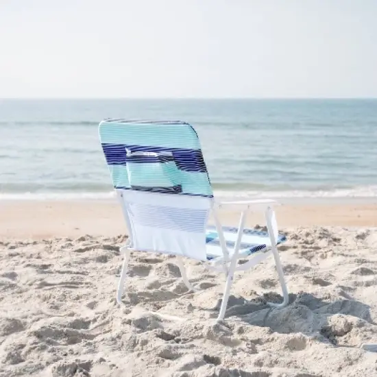 Caribbean Joe Folding Outdoor Portable Beach Chair - Horizontal Stripe image {3}