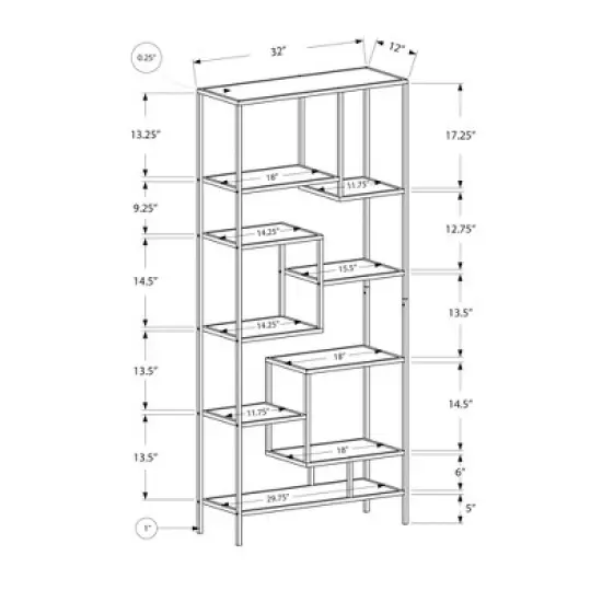 70" Metal Bookcase with Tempered Glass White - EveryRoom image {3}