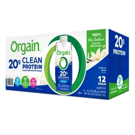 Orgain Clean Grass-Fed Protein Shake - Vanilla Bean - 12ct image {1}