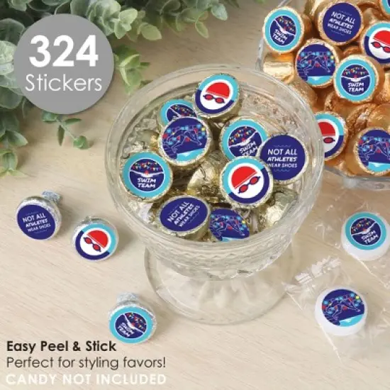 Big Dot of Happiness Making Waves - Swim Team - Swimming Party or Birthday Party Small Round Candy Stickers - Party Favor Labels - 324 Count image {1}