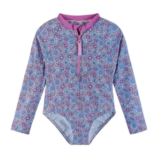 Andy & Evan Toddler  One-Piece Rasguard w/Headband Purple, Size 4T image {2}