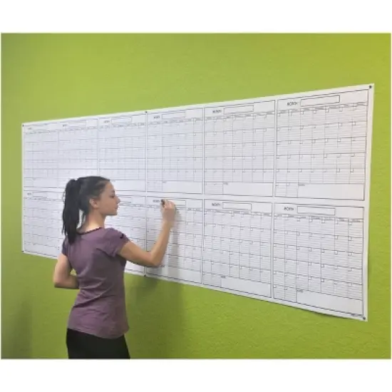 Undated 12-Month Blank Jumbo Wet & Dry Erase Laminated Horizontal Wall Calendar 36"x100" - SwiftGlimpse image {1}