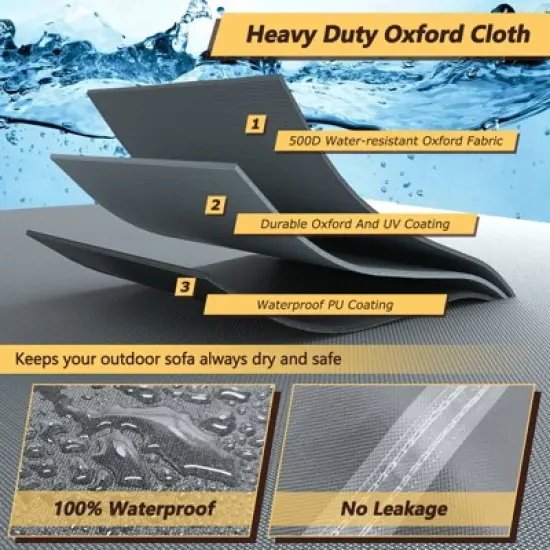 Akefit V-Shaped Patio Sectional Sofa Cover Waterproof Windproof Outdoor Furniture Protector Gray with Vents image {2}