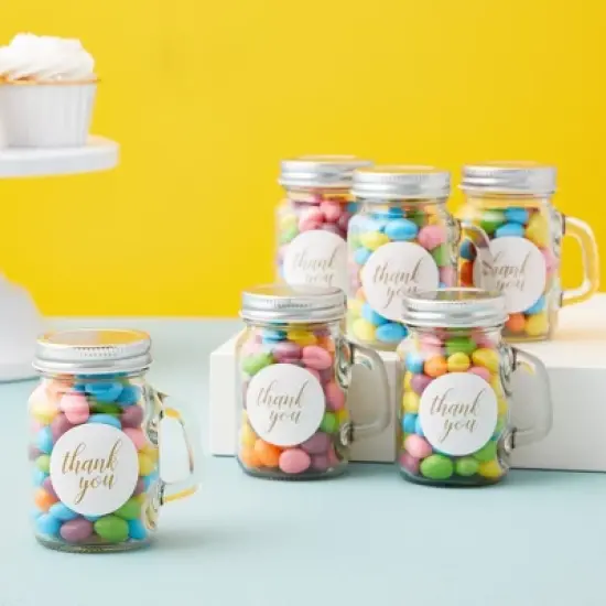 Juvale 24 Pack Small Mason Jar Shot Glasses Cup Mugs 4-Ounce with Metal Lid for Spices, Honey, Jam, Baby Food & Party Favors, Clear image {1}