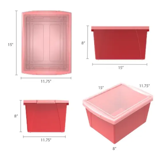 Storex 4 Gallon Storage Bin with Lid, Red image {3}