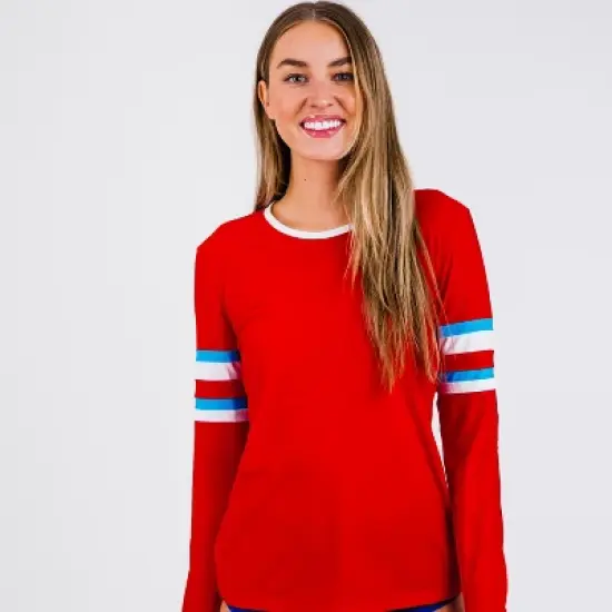 Calypsa Womens Striped Color Block Rash Guard image {4}