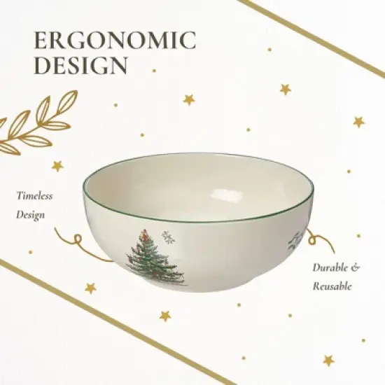 Spode Christmas Tree 5.5-Inch Fruit Salad Bowl - Versatile Earthenware Bowl for Cereal, Desserts - Dishwasher, Microwave, Freezer, Oven Safe image {5}