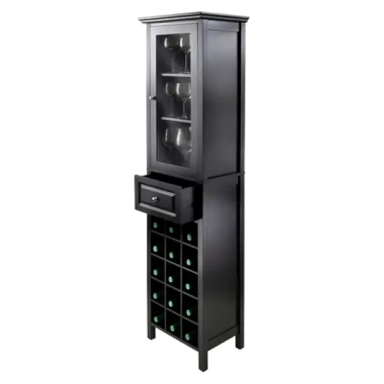 Wine Cabinet Wood/Black - Winsome image {2}