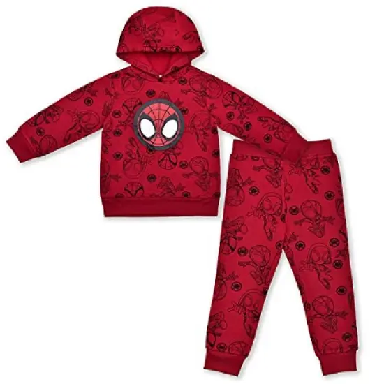 Marvel Boy's 2-Pack Spider-Man Allover Print Pullover Hoodie Sweatshirt and Jogger Pants Set for toddler image {5}