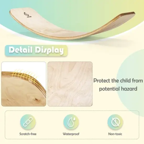 Costway Wooden Wobble Balance Board Kids Adult 35''  Rocker Board Toy Support 660LBS image {7}