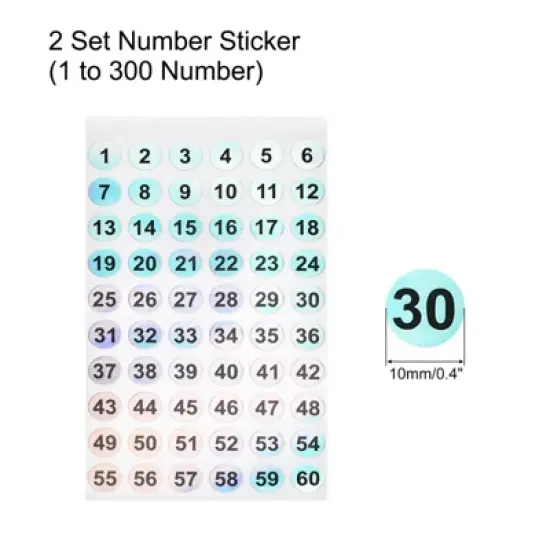Unique Bargains Office Home Warehouse Self-Adhesive 1-300 Round Number Labels image {1}