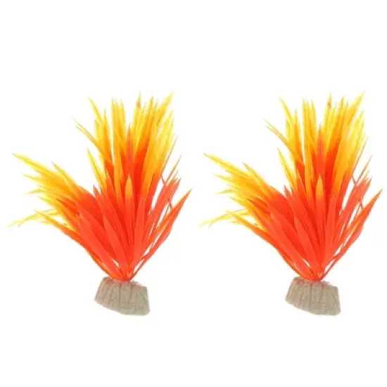 Unique Bargains Aquarium Plastic Plants for Fish Tank Landscape Decoration 5.12" 2 Pcs image {6}