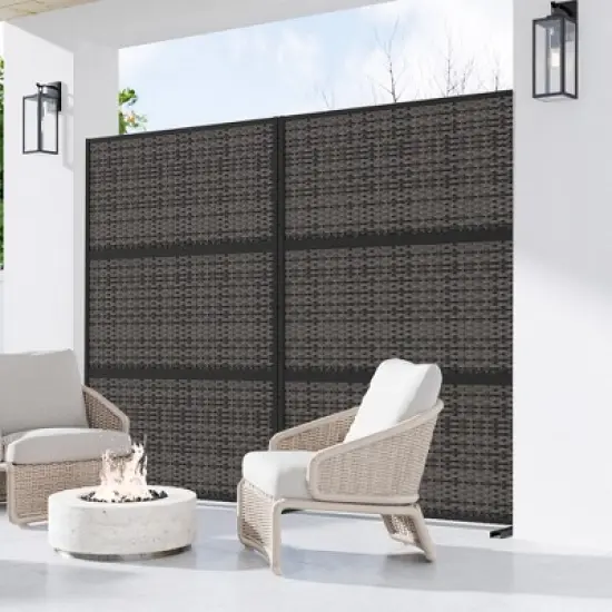 72" H&times;47"W Dovelina Black Outdoor Rattan Privacy Screen Decorative Garden Fence image {6}