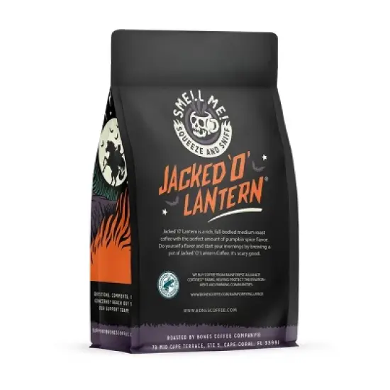 Bones Coffee Company Jacked O' Lantern, Pumpkin Spice Flavor 12 oz (Whole Bean) image {1}