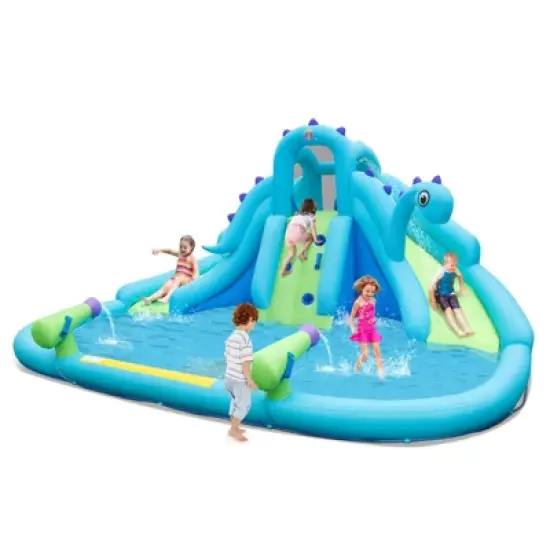 Tangkula Inflatable Water Slide  Blowup Water Park with Dual Slides Climbing Wall  Large Splash Pool & Dual Water Cannons (Without Blower) image {7}
