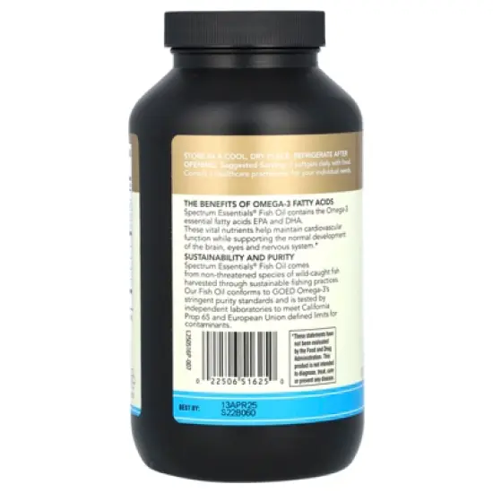 Spectrum Essentials Fish Oil, Omega-3, 250 Softgels (500 mg per Softgel) image {2}