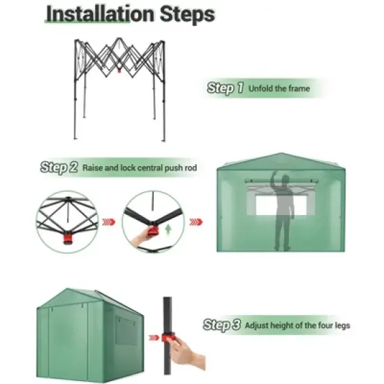 Pop Up Greenhouse,Portable Walk-in Indoor Outdoor Greenhouse for Garden Patio Backyard,Zippered Doors and Window,PE Cover image {6}