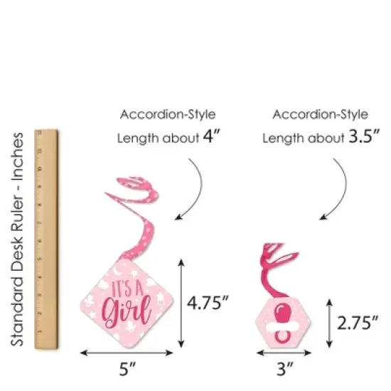 Big Dot of Happiness It's a Girl - Pink Baby Shower Hanging Decor - Party Decoration Swirls - Set of 40 image {6}