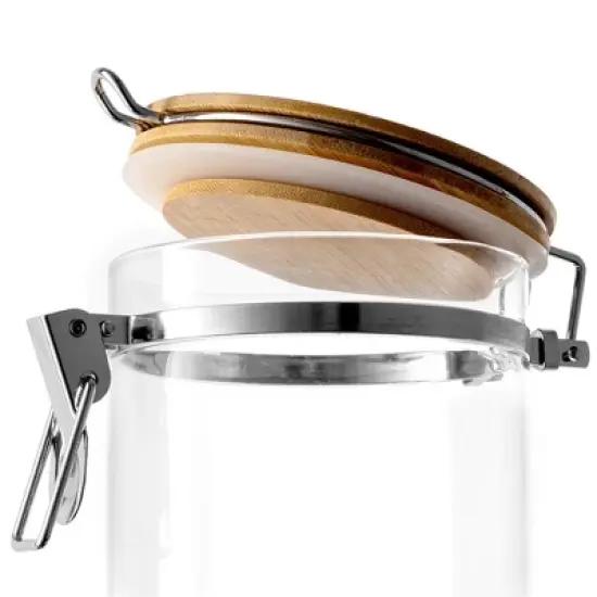 JoyJolt Kitchen Storage Jars with Airtight Bamboo Clamp Lids - 19 oz - Set of 2 image {2}