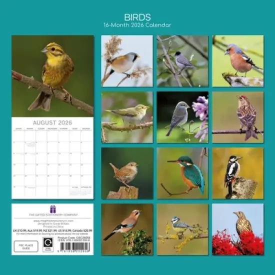 2026 Square Wall Calendar, Birdsong Family, 16-Month Organizer Theme with 180 Reminder Stickers (12x12 In) image {3}